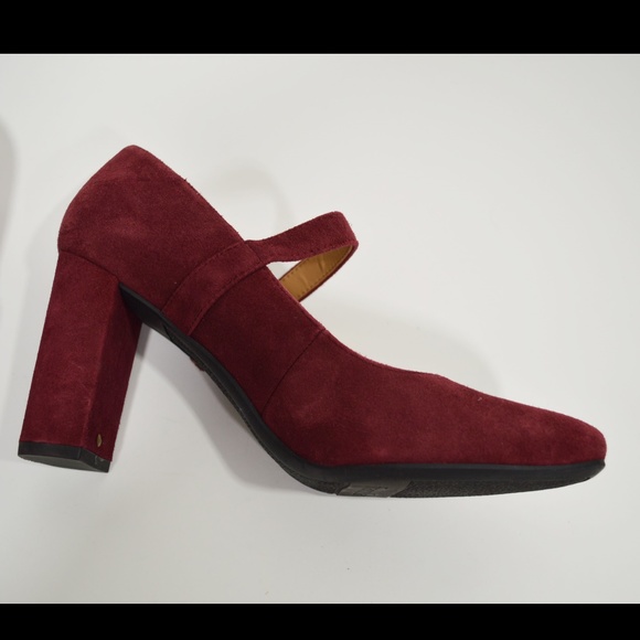 FRANCO SARTO Red Suide Mary Jane Block Heels 7.5 - Picture 5 of 7